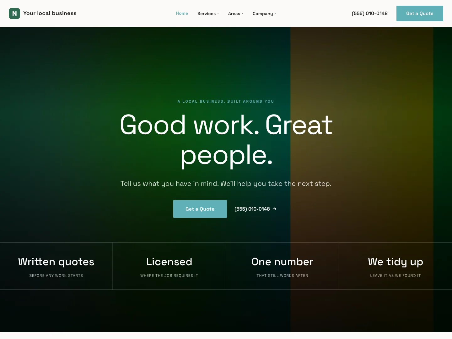 Design 01 website preview with sample content