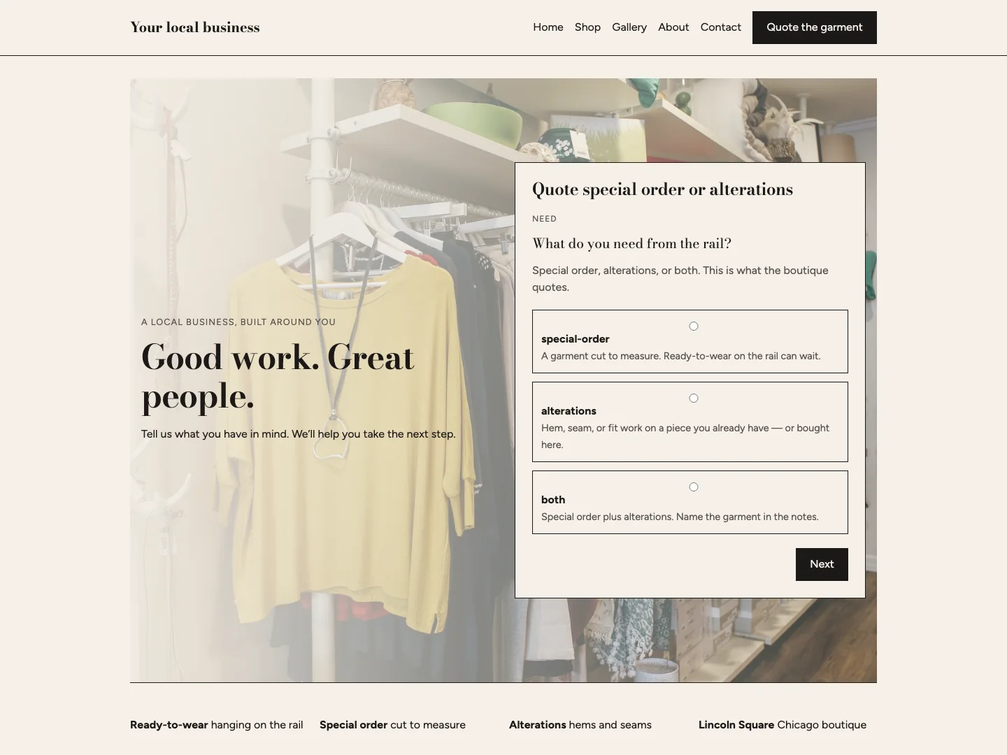 Design 04 website preview with sample content