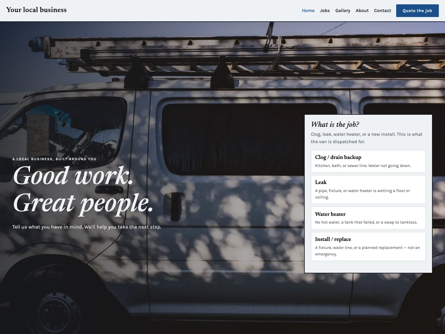 Design 05 website preview with sample content