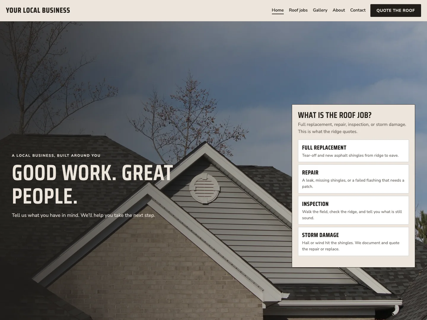 Design 08 website preview with sample content
